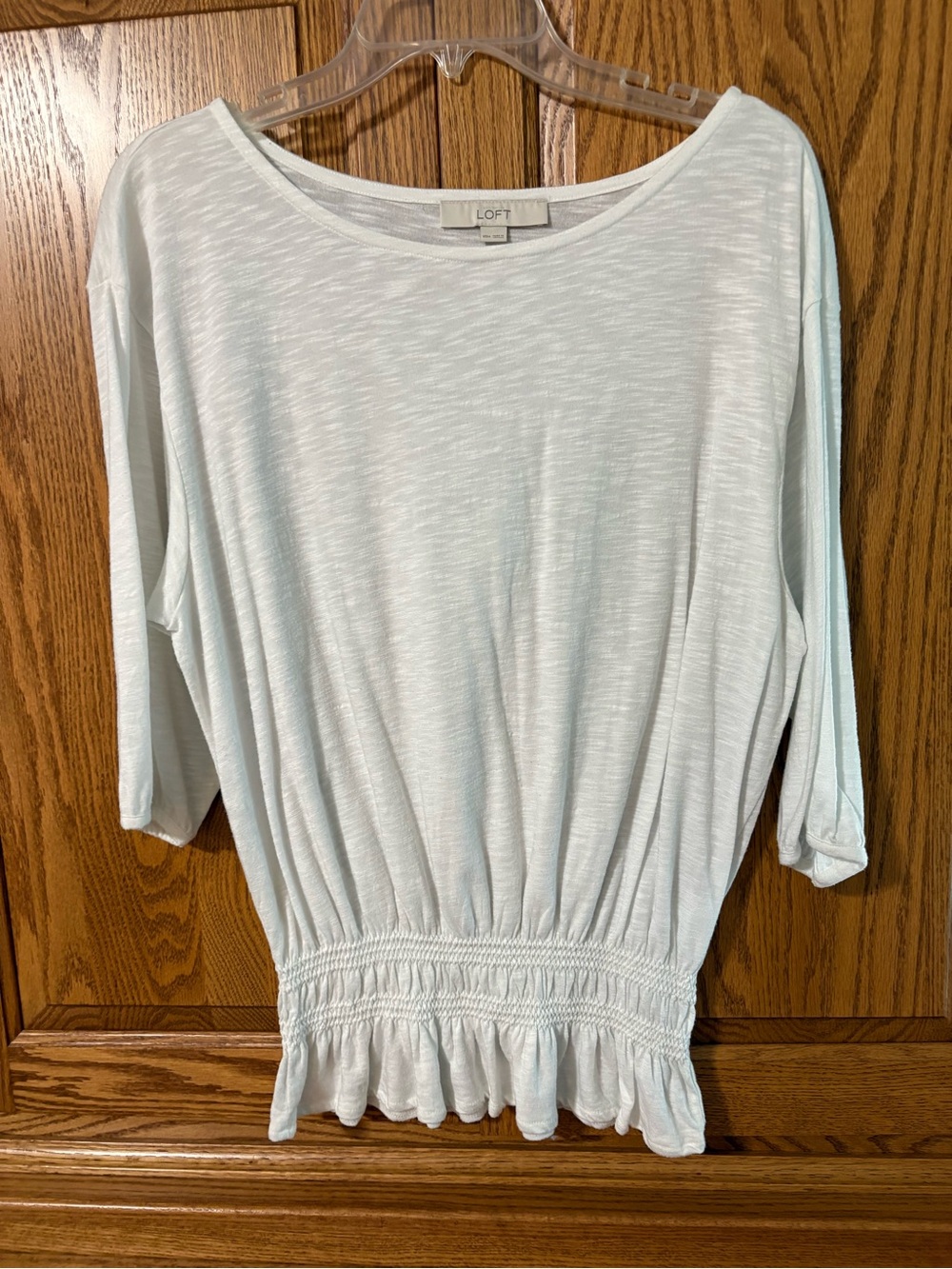 LOFT White Elastic-Waist Ruffled Hem Tunic